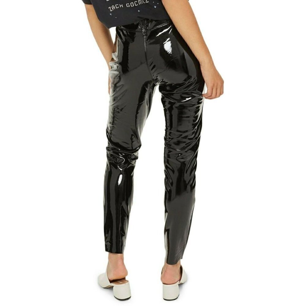 TOPSHOP Women's Black High Waist Percy Vinyl Leggings - Picture 4 of 12